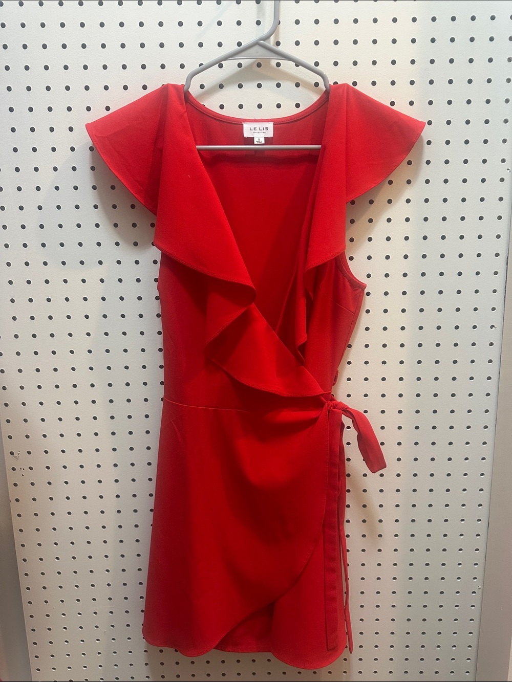 Le Lis Red Ruffle Wrap Mini Dress